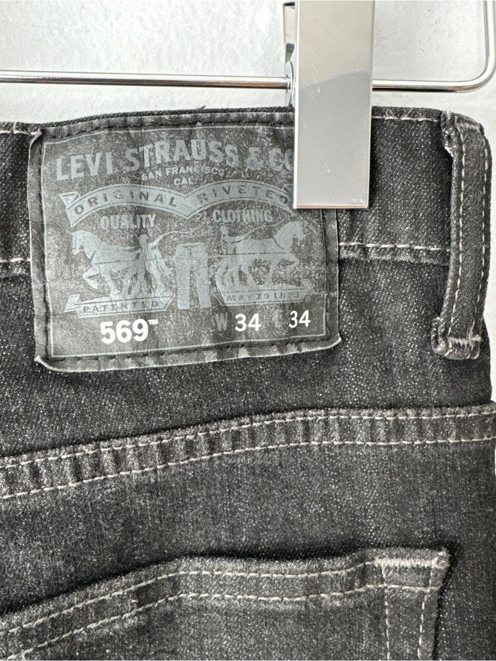 Levis 569 Loose Straight Fit Black Denim Jeans Men 34x34(33)